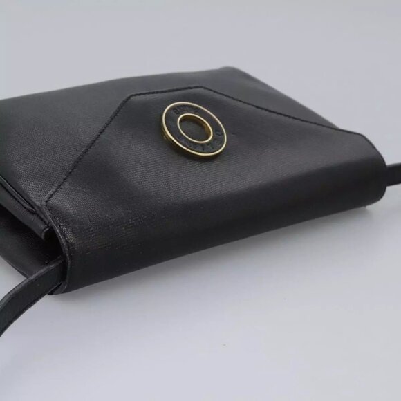 CELINE Shoulder Bag Leather Black Gold Auth BD268 - Picture 7 of 16